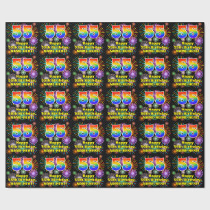 Papier Cadeau 55e anniversaire : Fun Fireworks, Rainbow Look # "