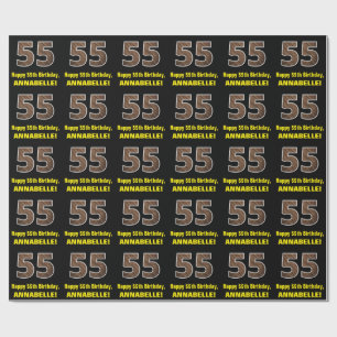 Papier Cadeau 55e anniversaire : Nom et Faux Motif de grains de