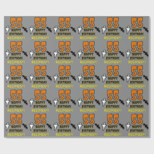 Papier Cadeau 55e anniversaire : Thème d'Halloween Éffrayant, No