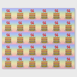 Papier Cadeau 56e anniversaire : Fun Cake and Candles + Nom pers