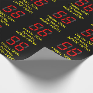 Papier Cadeau 56e anniversaire : Rouge Digital Clock Style "56" 