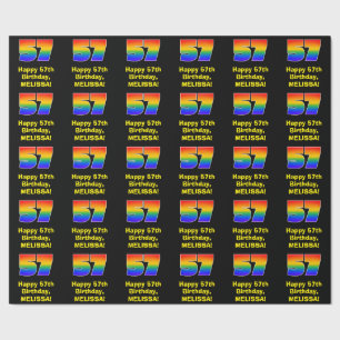 Papier Cadeau 57e anniversaire : Amusant, coloré arc-en-ciel ins