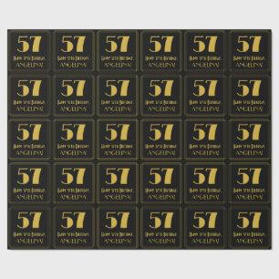 Papier Cadeau 57e anniversaire ~ Art Déco Inspiré Look "57", Nom