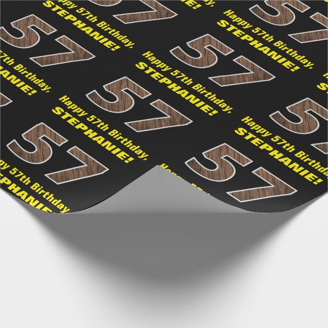 Papier Cadeau 57e anniversaire : Nom et Faux Motif de grains de  (Coin)