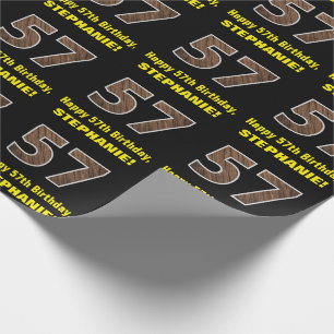 Papier Cadeau 57e anniversaire : Nom et Faux Motif du grain de b