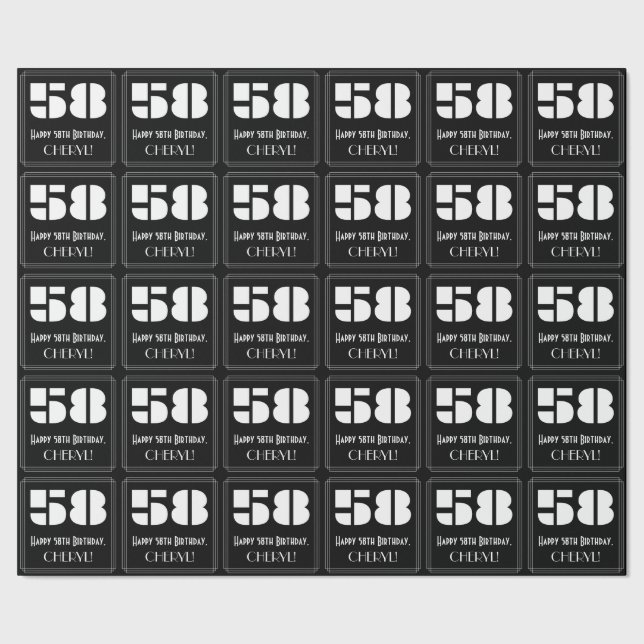 Papier Cadeau 58e anniversaire : Art Déco Inspiré Look "58" & No (Couture)