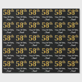 Papier Cadeau 58e anniversaire : Elégant luxe Faux Gold Look #
