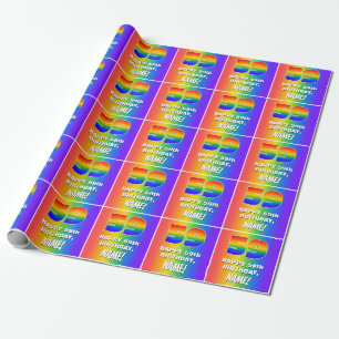 Papier Cadeau 59e anniversaire : Coloré, amusant Motif arc-en-c