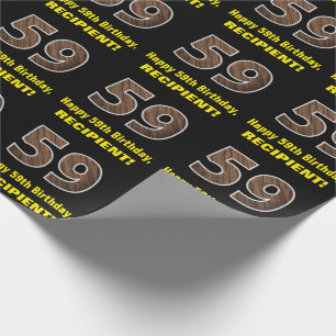Papier Cadeau 59e anniversaire : Nom et Faux Motif de grains de 