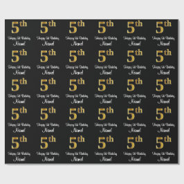 Papier Cadeau 5e anniversaire : Elégant luxe Faux Gold Look #