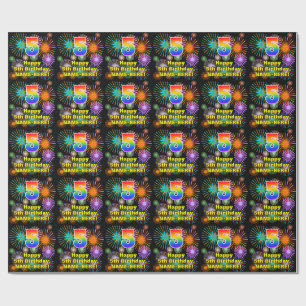 Papier Cadeau 5e anniversaire : Fun Fireworks, Rainbow Look #5