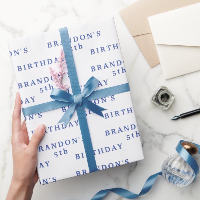 Papier Cadeau 5e anniversaire mignon Bleu Bleu Simple Garçon mod (Cadeaux)