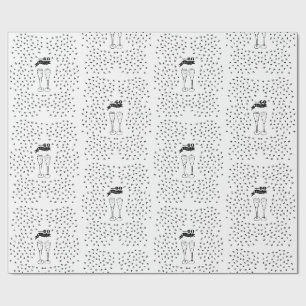 Papier Cadeau 60 et main scintillante tirée noir et blanc