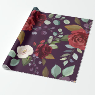 Papier Cadeau 60 lb Enveloppement Papier Plomb Plum Purple Roses