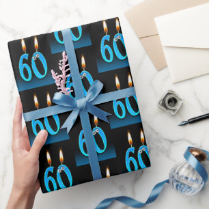 Papier Cadeau 60e anniversaire bougies avec boules d'yeux