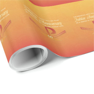 Papier Cadeau 60e anniversaire de jubilé Nun Pax Cross, Orange