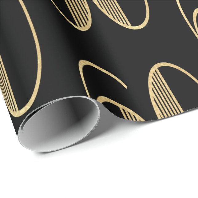 Papier Cadeau 60e anniversaire de l'Elégant Gold & Black (Coin rond)