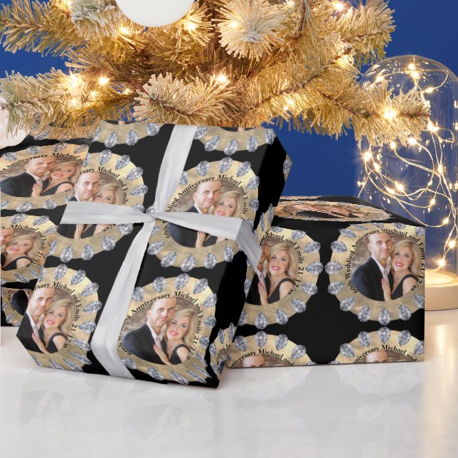 Papier Cadeau 60e anniversaire du Mariage de diamant PHOTO Perso (Vacances)