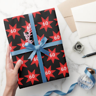 Papier Cadeau 60e anniversaire étoile rouge
