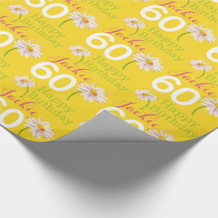 Papier Cadeau 60e anniversaire fleur de marguerite nommé emballa