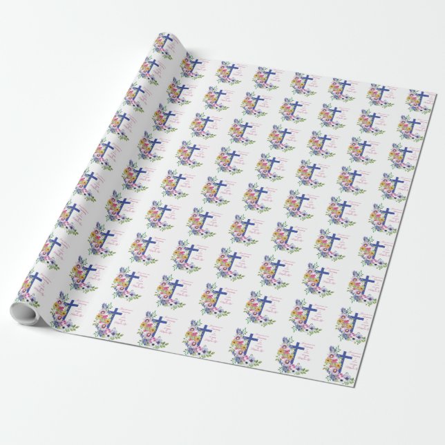 Papier Cadeau 60e Anniversaire, Nun, Religious Life Cross (Déroulé)