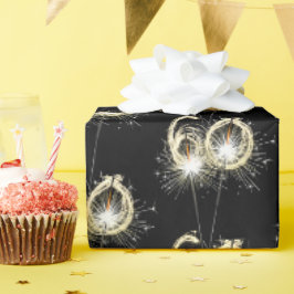 Papier Cadeau 60e anniversaire Sparklers en noir