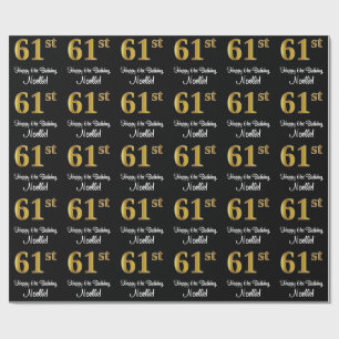Papier Cadeau 61e anniversaire : Elégant luxe Faux Gold Look #