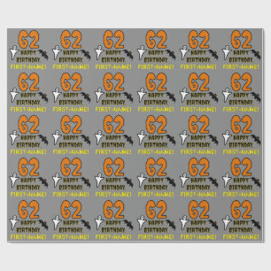 Papier Cadeau 62e anniversaire : Thème d'Halloween Éffrayant, No