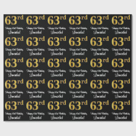 Papier Cadeau 63e anniversaire : Elégant luxe Faux Gold Look #