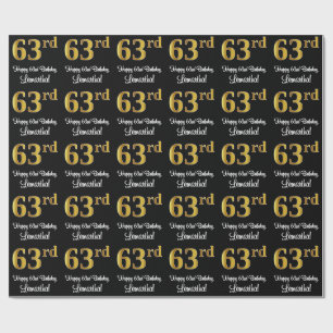 Papier Cadeau 63e anniversaire : Elégant Luxueux Faux Gold Look