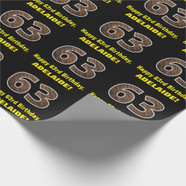 Papier Cadeau 63e anniversaire : Nom et Faux Motif de grains de 