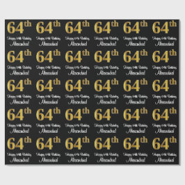 Papier Cadeau 64e anniversaire : Elégant luxe Faux Gold Look #