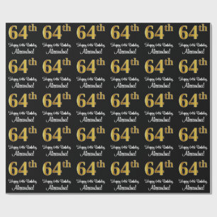 Papier Cadeau 64e anniversaire : Elégant luxe Faux Gold Look #