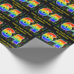 Papier Cadeau 64e anniversaire : Symboles de musique colorée, A