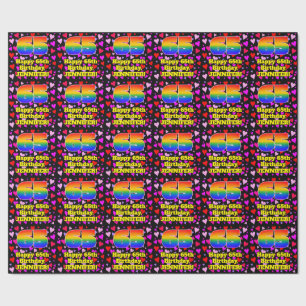 Papier Cadeau 65e anniversaire : Amour Hearts Motif, Arc-en-ciel