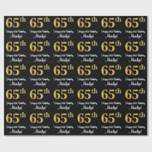 Papier Cadeau 65e anniversaire : Elégant Luxueux Faux Gold Look