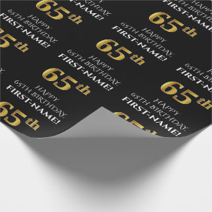 Papier Cadeau 65e anniversaire : Élégant, noir, parfum d'or Fa