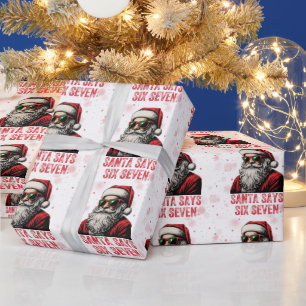 Papier Cadeau 67 Meme Drôle de Père Noël dit Six Sept Noël