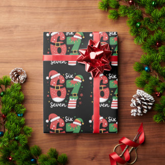 Papier Cadeau 67 Mème Six Sept Elfe Chapeau de Noël Santa