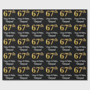 Papier Cadeau 67e anniversaire : Elégant luxe Faux Gold Look #