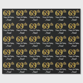 Papier Cadeau 69e anniversaire : Elégant luxe Faux Gold Look #
