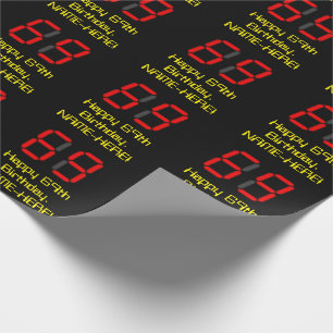 Papier Cadeau 69e anniversaire : Rouge Digital Clock Style "69"