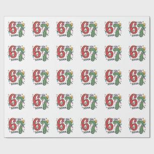 Papier Cadeau 6 7 Six Seven Main Génération Z Alpha Mème Slang N