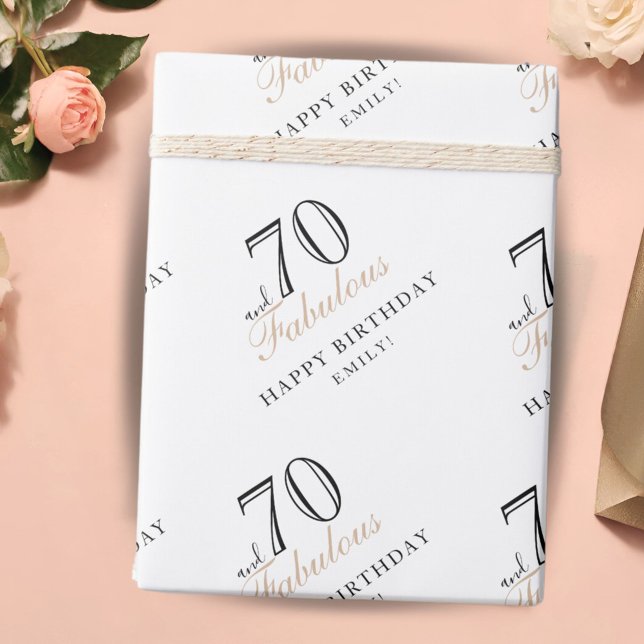 Papier Cadeau 70 et Fabulous Elegant Woman 70e anniversaire (Créateur téléchargé)