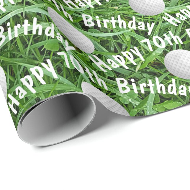 Papier Cadeau 70e anniversaire Ballons de golf sur papier d'enve (Coin rond)