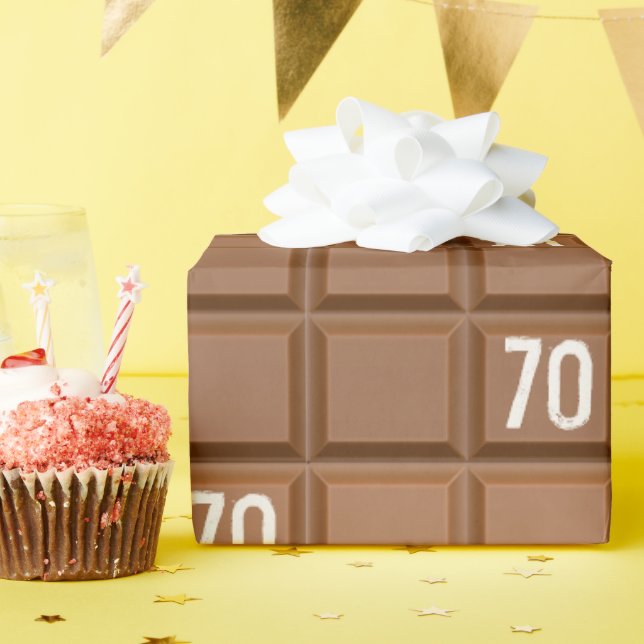 Papier Cadeau 70e anniversaire Chocolat Barre à sucreries Papier (Fête d'anniversaire)