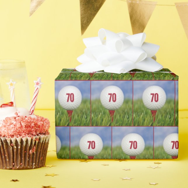 Papier Cadeau 70e anniversaire Golf Ball (Fête d'anniversaire)