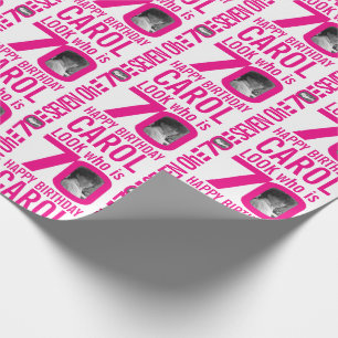Papier Cadeau 70e anniversaire look rose 70 photos et noms perso