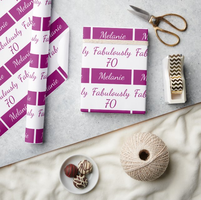 Papier Cadeau 70e Anniversaire ROSE Fabulement 70 Papier d'envel (Artisanat)