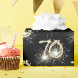Papier Cadeau 70e anniversaire Sparklers en noir